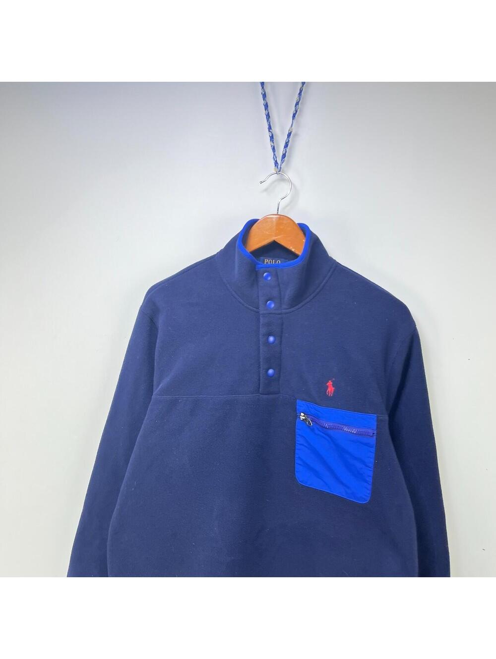 Vintage Polo Ralph Lauren Snap Fleece Sweater Medium Pony - Picture 2 of 11